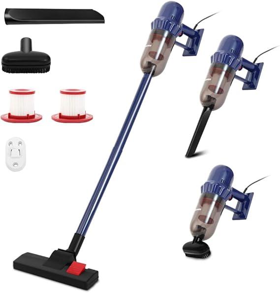 EFSHREE Vacuum Cleaner, Corded Stick Handheld Vacuums 17KPA Powerful Suction 600W Motor, Lightweight Vacuum Cleaners for Pet Hair Floor & Carpet (Navy)