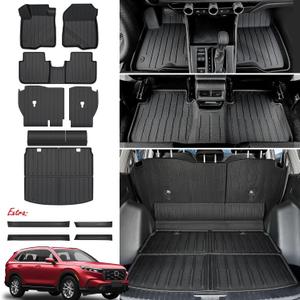 Floor Mats Cargo Mat Set for Honda CRV 2026 2025 2024 2023 Car Mat Accessories(Include Hybrid), All Weather TPE Cargo Liner Door Sill Protectors for CR-V LX EX Sport Hybrid(Full Set Mats)