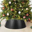 Glitzhome 26" D Black Metal Woven Tree Collar Tree Base Cover Decorative Christmas Tree Ring for Christmas Decorationm Black Woven