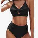 Women's High Waisted Bikini Set Two Piece Twist Knot Swimsuit Criss Cross Bathing Suit,M