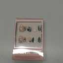 Glamnetic Press On Nails - Velvet Pine | Short Oval Fake Nails in Deep Green with French Tips, Tree Designs and a Velvet Finish, Salon Quality Holiday Nails | 15 Sizes - 30 Nail Kit with Glue