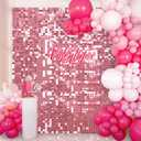 Pink Shimmer Wall Backdrop (Pack of 24) Square Shimmer Panels Sequin Photo Backdrops Decoration for Birthday Anniversary Engagement Christmas Parties Winter Glitter Bling Sequin Decor (6ftx4ft)