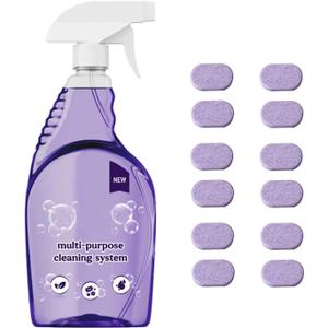 Clean Spray Cleaner for Ovens, Spray Oven Cleaner, Multi-Surface Cleaners with Concentrated Cleaning Tablets, Multi Purpose Cleaning for Ovens, for Kitchen,Bathroom (1 Bottle+12 Pcs)