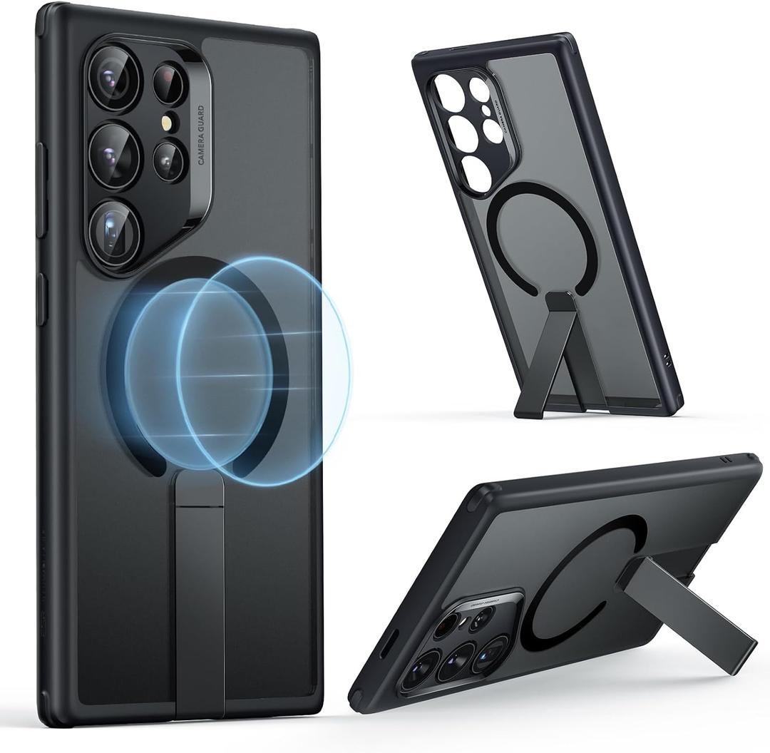 ESR for Samsung Galaxy S24 Ultra Magsafe Case with Kickstand, Wireless Charging Compatible with Magnetic, 3 Stand Modes, Military-Grade Protection, Shockproof Case Slim Fit for S24 Ultra, Black