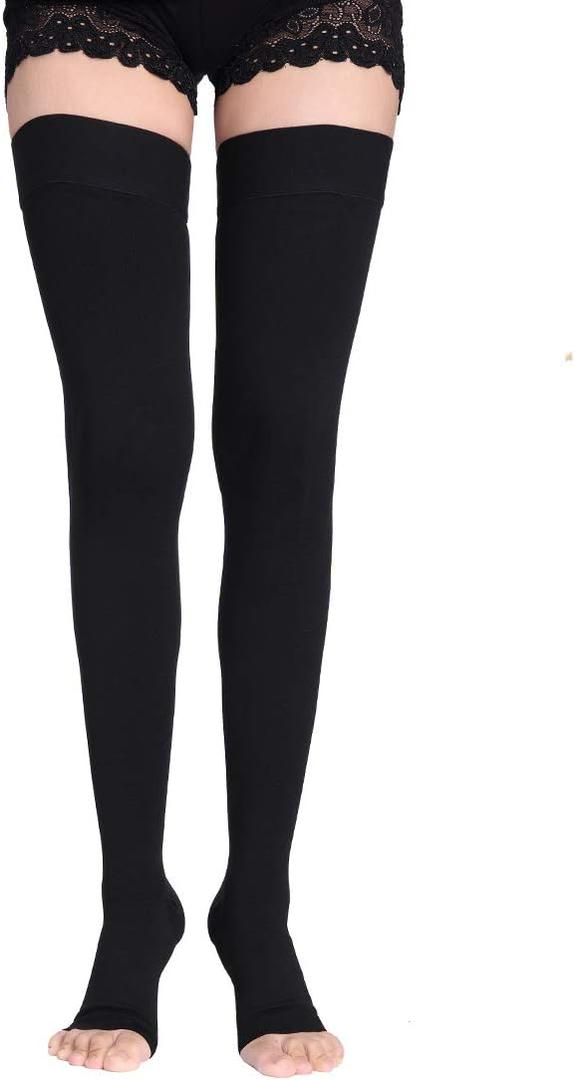 Thigh High Compression Socks for Men & Women, 20-30 mmHg Compression Stockings, M