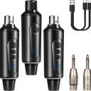 Depusheng Wireless Microphone 2 XLR Transmitter and 1 XLR Receiver Wireless System with Reverb switchfor Dynamic and 48V Condenser Microphones, Guitar, Mixer, PA System, Speaker