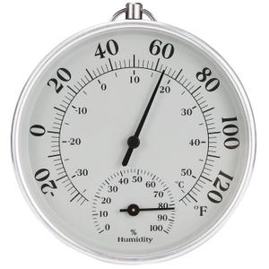 Indoor Outdoor Thermometer - Weather Dial Hygrometer Thermometer, No Battery Required Hanging Hygrometer for Wall, Table, Car, Greenhouse or Decorative, Round 4" in Diameter (Gray)