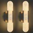 Alabaster Wall Sconce, Modern Sconces Wall Decor Set of 2 Black, 19.7 in-2Pack