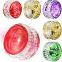 Toyvian Glow in The Dark Light Up Yo-Yo Set for Kids - 4 Pcs LED Light Up Yo Yo Ball Bulk, Flashing Plastic Entertaining Responsive Ball for Beginner Kids Birthday Party Goodie Bag Fillers