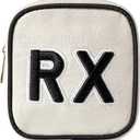 uekeboag Personalized Small Canvas Medicine Cosmetic Bag, Cute Plaid Pattern Chenille Letter Patch RX Drug Pouch with Zipper, Makeup Travel Gift Bag for Women and Girls (11Beige Canvas)