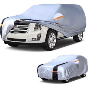 Large SUV Car Cover for Cadillac Escalade 100% Waterproof All Weather, Heavy Duty Outdoor Full Exterior Covers Rain Sun Wind UV Hail Protection. (white)
