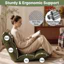 Floor Chair with Back Support, 42-Position Adjustable Gaming Chair for Adults, Faux Leather Floor Lounger, Reading Chairs with Neck Support, Foldable Floor Seat for Sleeping (Green Black)