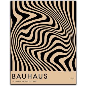 Mid Century Modern Bauhaus Wall Art - 11x14" UNFRAMED Print - Abstract Wall Decor - Exhibition Poster Replication (Black)