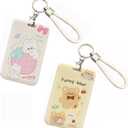 2 Pcs Kpop Photocard Holder PC Holder Kpop ID Badge Holder with Keychain Hard Shell Protective Photo Sleeves (White and Yellow)