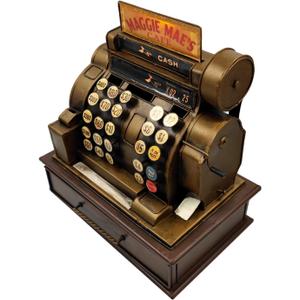 Vintage Cash Register Model Piggy Bank Money Bank Storage Box Jewelry Box Ring Trinket Case Cabinet Figurine Cafe Bar Window Decor Model Home Desk Decoration, One Size