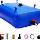 1400 L/370 Gal Water Bladder Tank, Foldable Portable Water Storage Container, Emergency Water Bag for RV, Truck Bed, Fire Prevention, Drought Resistance, Blue