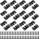 24 Pcs Black Flush Mount Bracket Stainless Steel Interlocking Hanging Buckle Headboard Wall Mounting Brackets with 96 PCS Screws