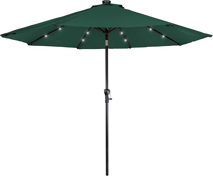 LED Patio Market Umbrella Green, 9Ft