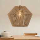ELYONA 16.5 Large Woven Pendant Light, Modern Boho Chandelier Handwoven Rattan Basket Pendant Light Fixtures Farmhouse Rustic Ceiling Hanging Lamp for Dining Room, Kitchen Bedroom, Entryway, Foyer (17")
