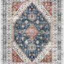 Large-size Rug for Living Room-Washable Area Rugs 8' x10' for Bedroom, Ultra-Soft Non-Shedding Faux Wool Vintage Design Boho Low Pile Mat rugs,Stain Resistant Rugs with Non-Slip Backing（Dark Color）