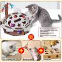 Interactive Felt Cat Maze Box with Cartoon Mouse-Shaped Post Puzzle ExerciseHide Seek Moving Toy for Cats, Mental Enrichment Self-Play Toy Encourages Hunting Instincts with 4 Balls (Gray)