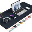 Aothia Double-Sided PU Leather Desk Pad - Non-Slip Large Mouse Pad & Desk Mat for Office, Home - Waterproof, Easy to Clean, Durable Dual-Sided Surface(Dark Blue,36" x 17")