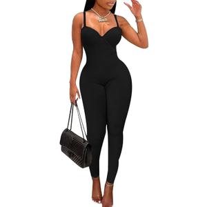 Acelyn Women's Sexy Sleeveless Jumpsuits Bodycon Rompers Y2k Bodysuit Club Outfits, S