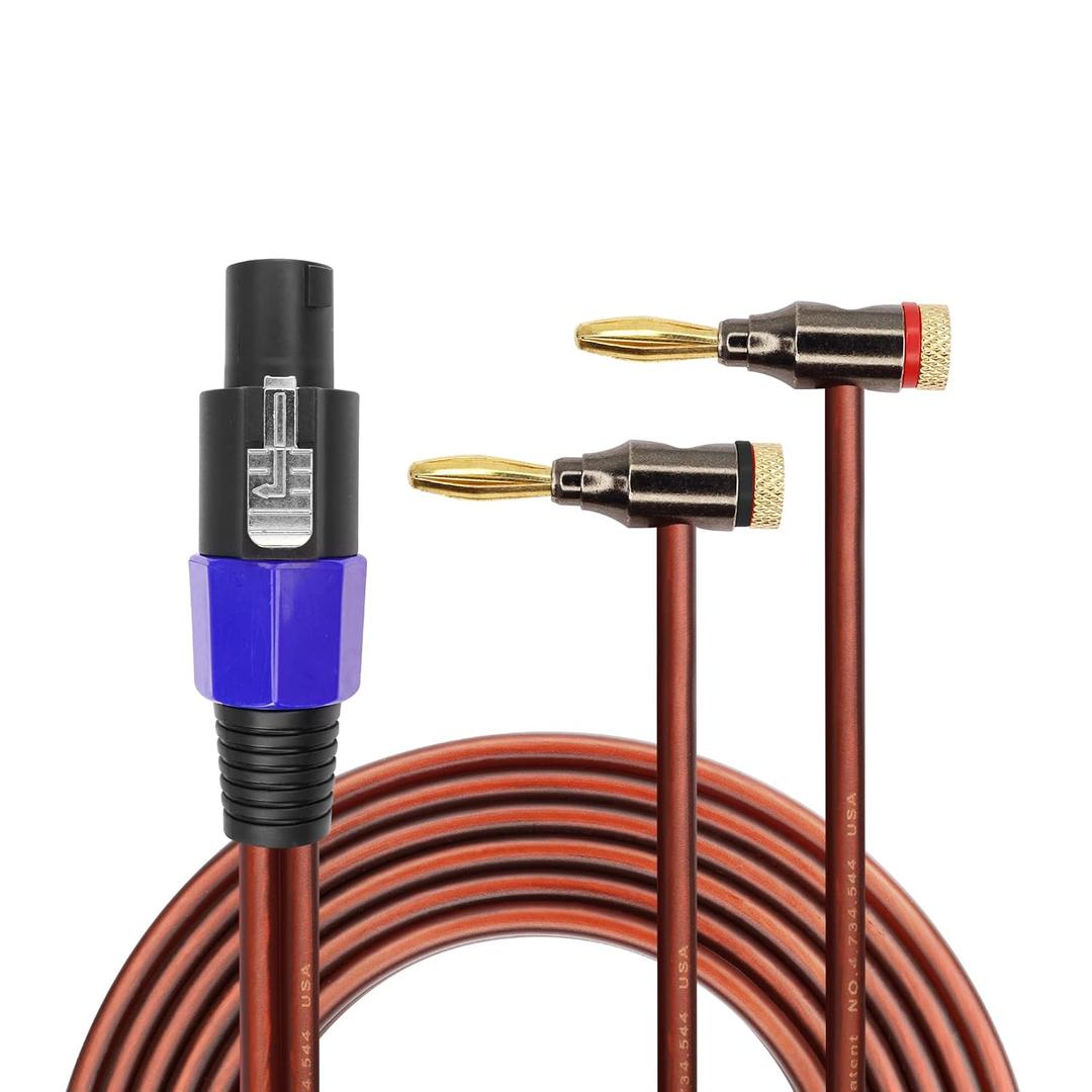 GINTOOYUN Banana Plug to Speakon Cable Double Banana Plug to Speakon Male Speaker Cable for Loudspeakers,Power Amplifiers,Stage Monitors,etc(6.5 FT)