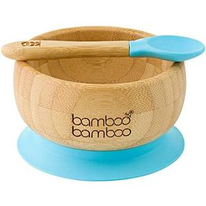 bamboo bamboo Suction Bowl for Baby Bamboo Baby Bowl and Spoon Set with Removable Silicone Suction Cup for Kids | 11.8oz | Non-Toxic | Cool to the Touch | Ideal for Baby-Led Weaning (Blue)