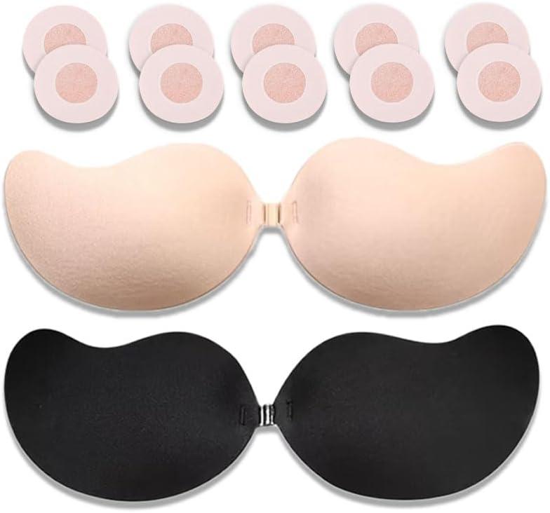 2 PCS Strapless Adhesive Bra Invisible Push Up Sticky Bra Self Adhesive Bra for Women (Nude)