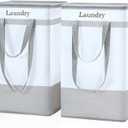 FairyHaus Laundry Basket 100L, 2Pack Laundry Hamper with Easy Carry Handles, Collapsible Laundry Baskets Hampers for Bathroom Clothes Storage Grey (Gray)