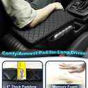 Armrest Cover for Honda CRV Center Console Pad with Organizer Storage Pockets, Black Faux Leather Arm Rest Lid Protector Cushion Interior Accessories (2023-2026)