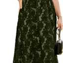 RWJ Women's Plus Size Wedding Guest Dress 2026 Floral Lace Wrap V Neck Sleeveless Formal Cocktail Party Maxi Dresses Sexy Elegant Evening Prom Summer Smocked Olive Green 3X-Large