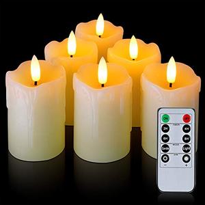 Amazon.com: Homemory Flameless Votive Candles with Timer Remote,2" x 3" Real Wax, Realistic Black Wick Battery Operated Pillar Candles, 6 Pack for Wedding, Party and Holiday Decoration : Tools & Home Improvement