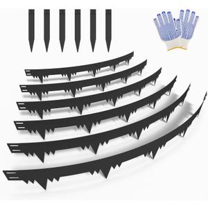 Metal Landscape Edging Border 6 Packs 42'' L x 4.5'' H, Galvanized Steel Garden Edging Border with 6 Stakes, Hammer-in Lawn Edging for Landscaping, Flower Bed, Yard, Pathway, Tree Ring (21ft Total)