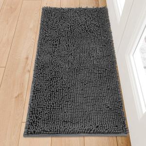Chenille Absorbent Front Door Mat 48" x 24", Dog Door Mat for Muddy Paws, Dirt Trapper Doormat, Mud Mat for Dogs, Washable Non Slip Outdoor Indoor Doormats for Entryway, Grey