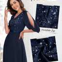 Wedtrend Women's Sequin Dresses Sparkly Glitter Dress Split Sleeves Formal Dresses Maxi Evening Dress (Blue, XL)