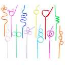 24 Pcs x 50 Count = 1200 Silly Crazy Straws for Kids Reusable Plastic Loop Curly Crazy Drinking Straws for Classroom Activities Valentines Day Gift Christmas Birthday Wedding Party Supplies Decoration