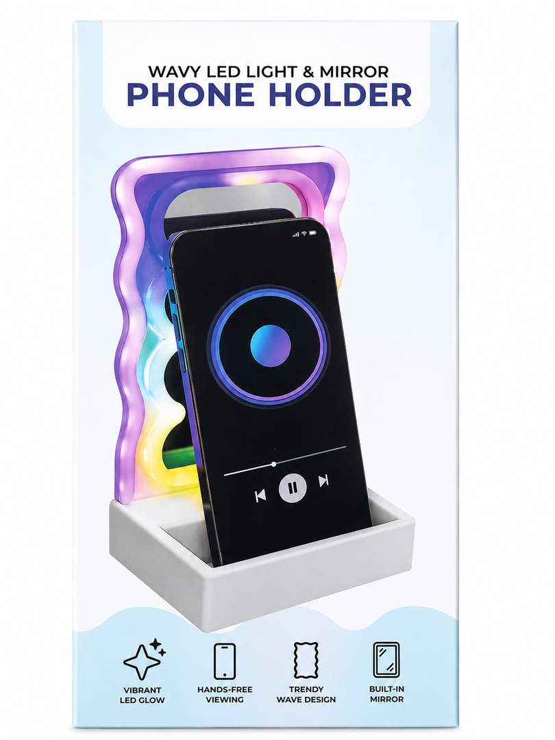 Wavy LED Light & Mirror Phone Holder