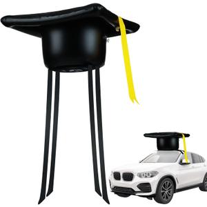 20 Inch Large Inflatable Graduation Cap Car Decoration Class of 2026 Golf Cart Graduation Cap PVC Blow up Decor for Car Roof High School Collage Party Favor Grad Parade(Black)