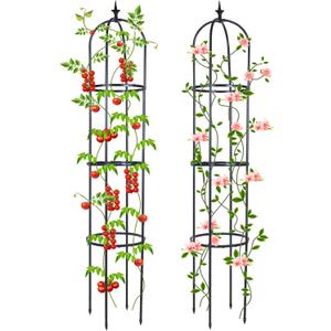 Trellis for Climbing Plants Outdoor, Deaunbr Garden Plant Support Tall Tower Obelisk Vine Cages Plastic Coated Rustproof Metal Pipe Supports for Outdoor Indoor, Potted Plants, Tomato, Rose - 2 Pack