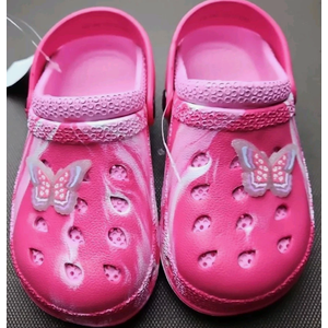 Butterfly Size 12 Pink Children's Clogs Slip-on Slides Non-Slip Pool Beach