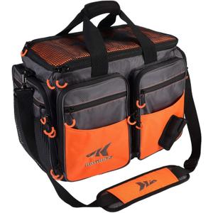 KastKing Fishing Gear & Tackle Bags - Saltwater Resistant Fishing Bags - Fishing Tackle Storage Bags (B1: Large-Lunker (Without Trays, 19.7"x13"x10.6")-Orange)