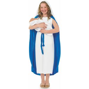fun shack Virgin Mary Costume for Kids, Saint Mary Outfit for Girls, Religious Dress-Up for Children (Small, Blue)