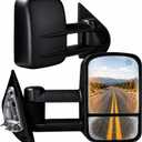 Towing Mirrors, Fit 2003 2004 2005 2006 Chevy Silverado GMC Sierra 1500 2500HD 3500(2007 Classic model only), Fit Tahoe Power Adjusted Heated Glass Extended Tow Mirror Side Mirror Black