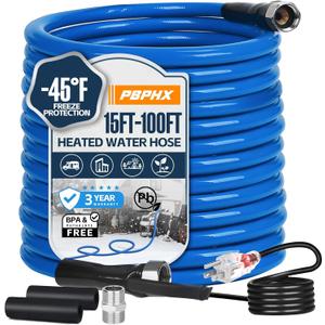 75FT Heated Water Hose for RV,Heated Drinking Water Hose with Thermostat,Lead and BPA Free,1/2"Inner Diameter,Temperatures Down to -40F Self-Regulating,Blue Appearance