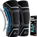 Copper Knee Brace for Men & Women - Knee Compression Sleeve with Side Stabilizers - Knee Support for Running, Hiking, Working, Basketball, Volleyball, Gym, Meniscus Tear, ACL, Arthritis Knee Pain Relief, A Pair (Black-No Copper(a pair), Medium(16"-18.5"))