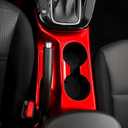 Car Center Console Water Cup Holder Frame Cover Front Central Cup Holder Panel Protective Cover Decals Compatible with Kia Soul 2020-2025 Accessories (Glossy Red Style)