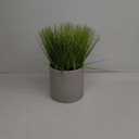 Tabletop Artificial Grass Plants Decorative Faux Greenery Plant Potted in Modern Cylindrical Black Cement Pots,