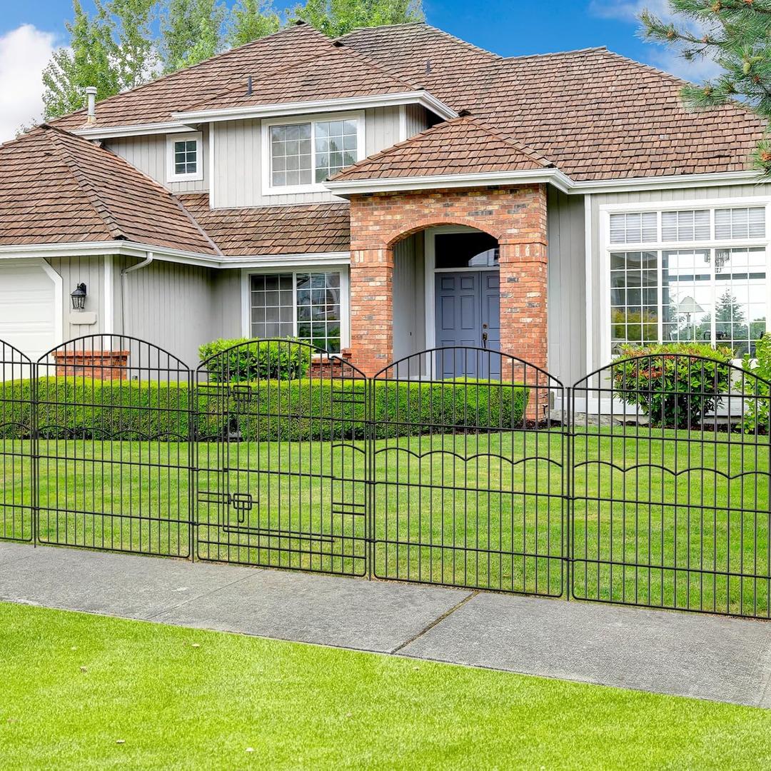 Decorative Garden Fence 12 Panels 26.8ft(L)32in(H) Garden Fences Animal Barrier Fencing with 11 Panels + 1 Gate, No Dig Metal Rustproof Wire Border Temporary Dog Fence Outdoor for Patio Yard Lawn